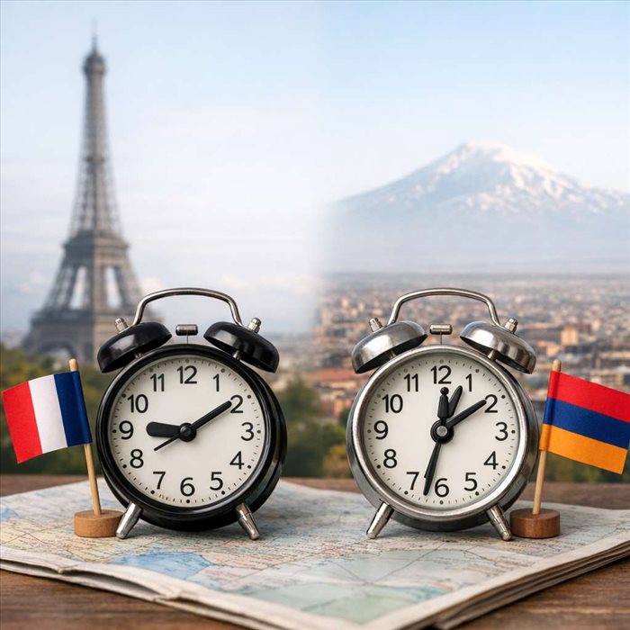 Décalage horaire France Arménie : heures et repères