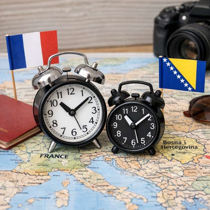 Quel est le décalage horaire entre la France et la Bosnie-Herzégovine ?
